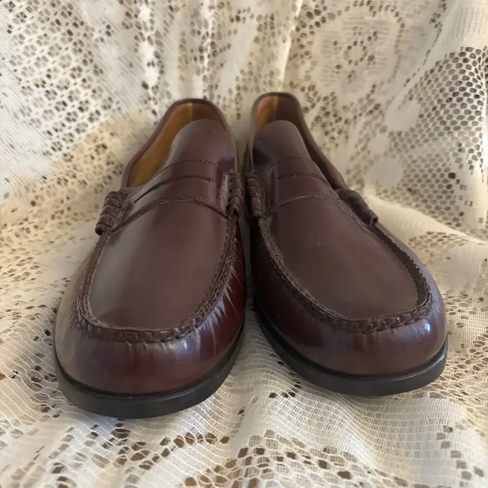 Florsheim Men's US 13 D Dark Burgundy Leather Penny Loafers Shoes